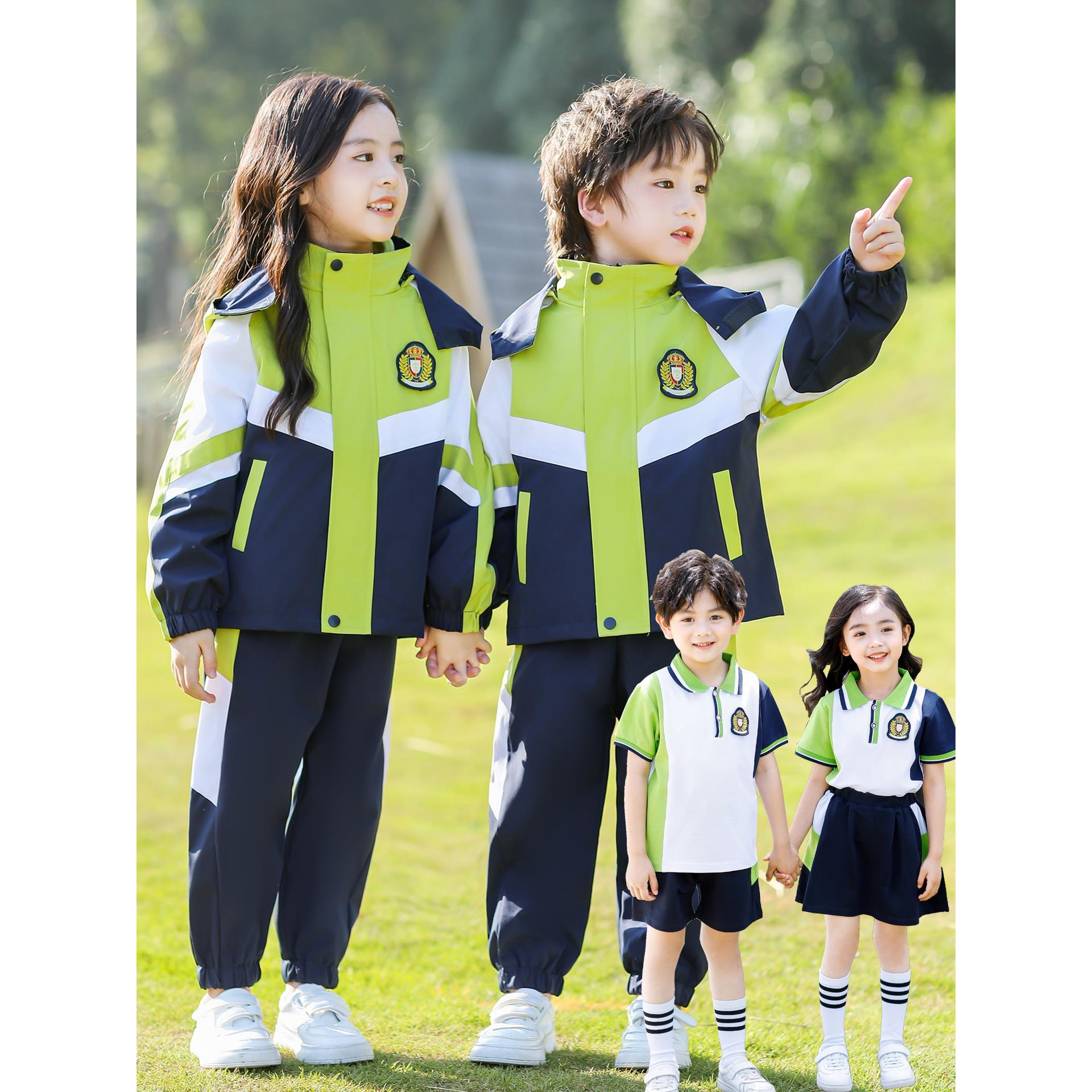 小学生班服春秋款三件套冲锋衣秋冬套装一年级儿童校服幼儿园园服
