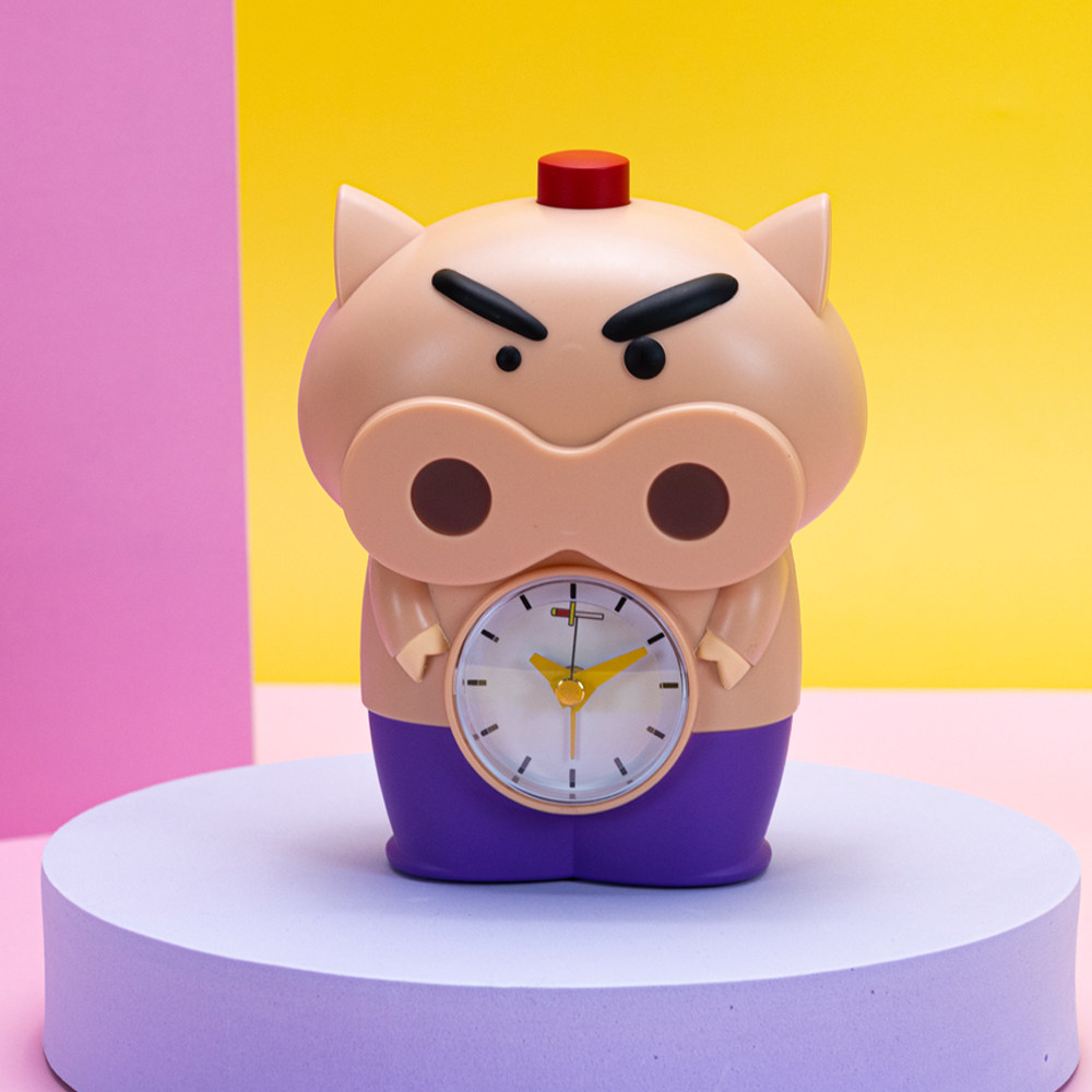 韩国正品蜡笔小新正义使者肥嘟嘟左卫门闹钟时钟办公寝室桌面摆件