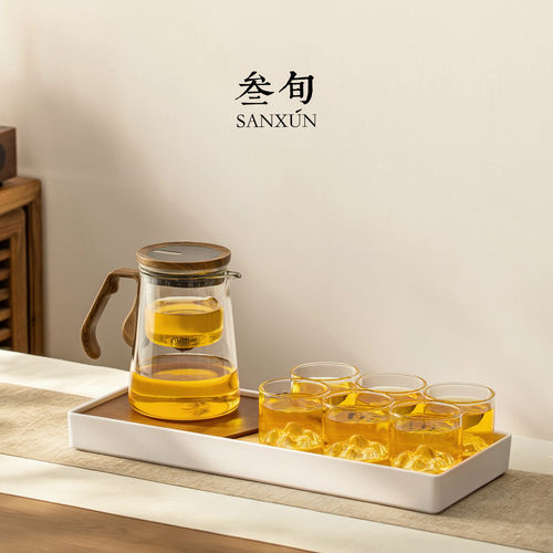 叁旬纳川飘逸壶茶具套装2026新款茶水分离玻璃泡茶壶家用功夫茶具