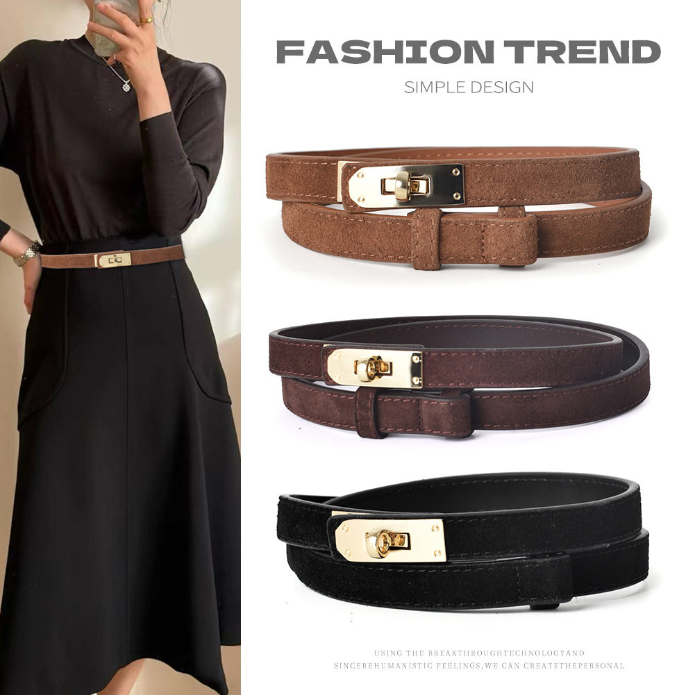 腰带女款高级感细皮腰带束腰可调节潮流配毛衣外套大衣裙子装饰