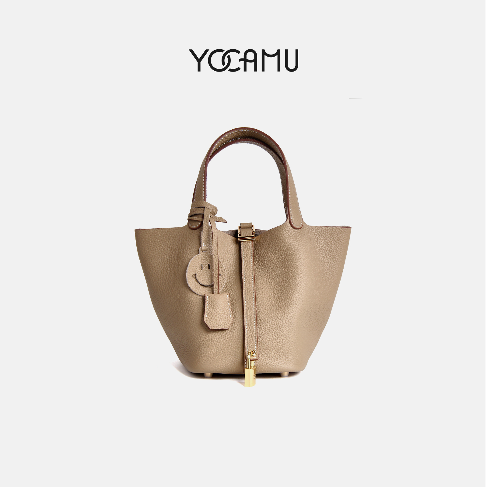 头层牛皮菜篮子高级质感水桶包