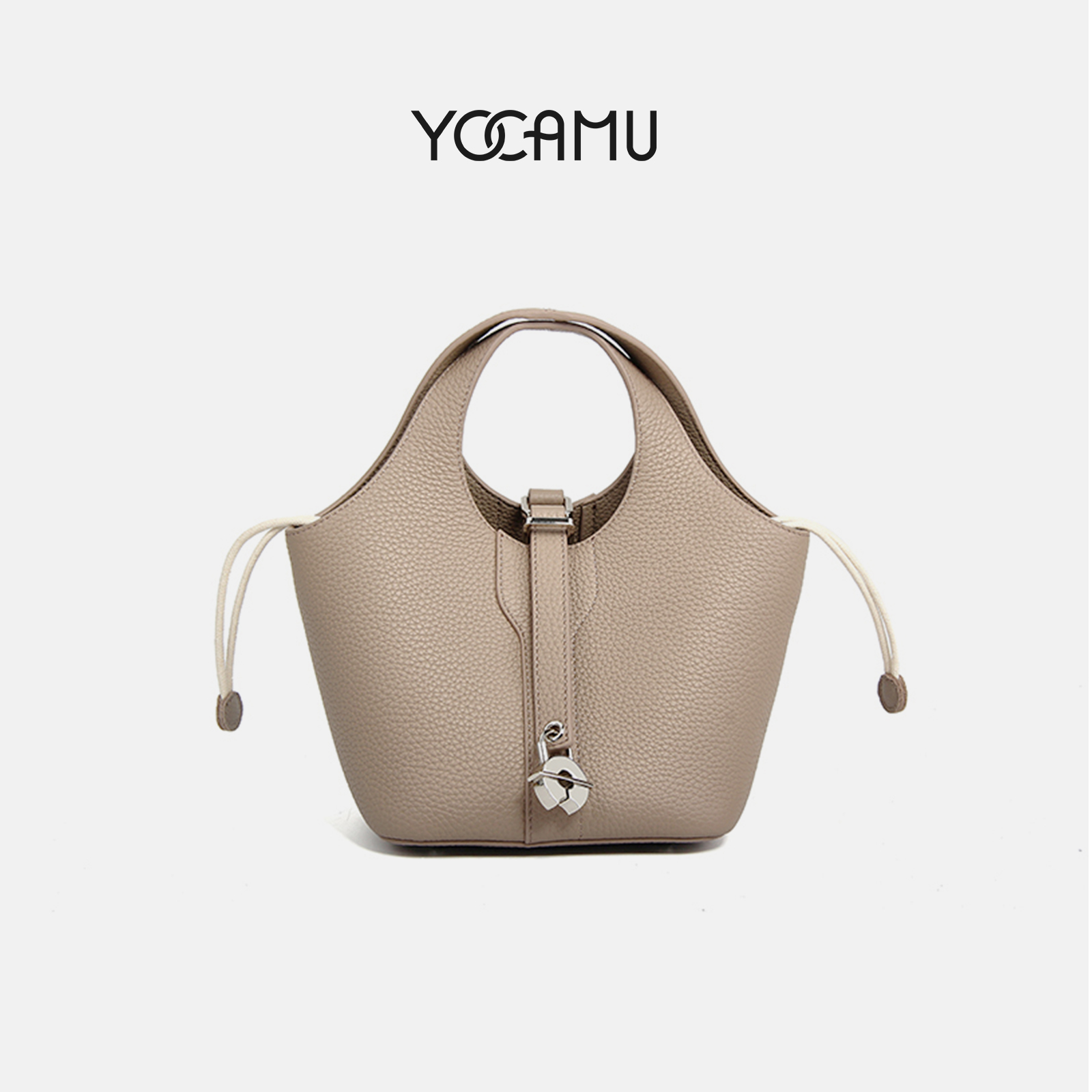 头层牛皮菜篮子高级质感水桶包