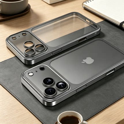 钛灰高级感适用苹果17promax手机壳16pro新款磨砂散热iPhone15pro自带镜头膜14plus全包防摔13pm超薄透明男女