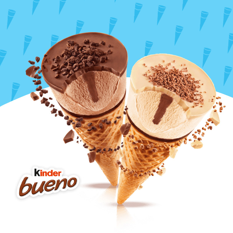 健达kinder缤纷乐榛子香草巧克力味脆皮牛奶甜筒冰淇淋单支共4支