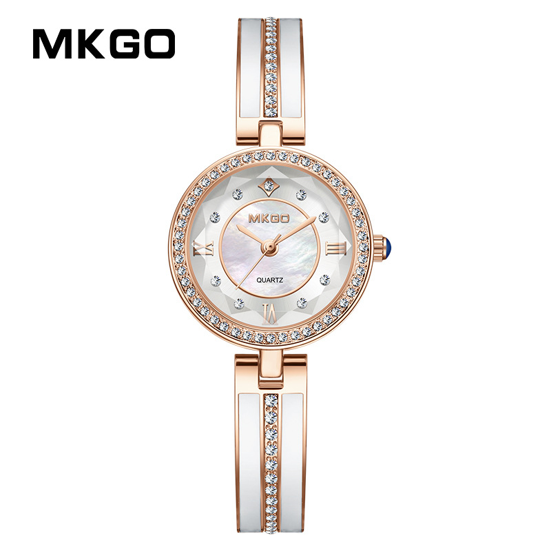 MKGO陌佧高新品镶钻小众轻奢珠宝手镯腕表罗马刻度士手表8127女