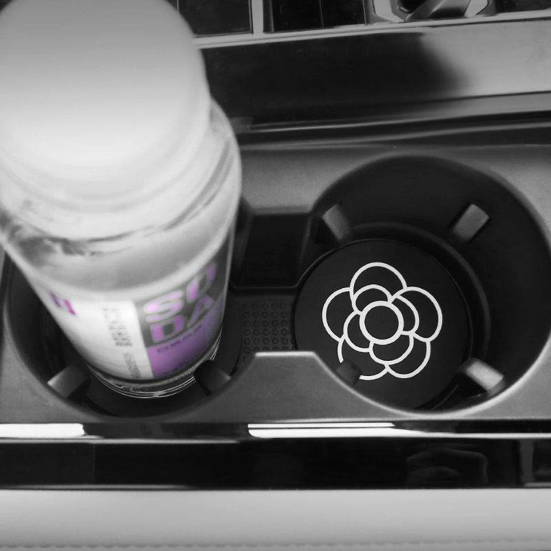 山茶花汽车杯垫个性车用储物槽垫门槽置物垫车载防滑垫水杯垫通用