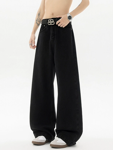 Ретро летние джинсы, штаны, в американском стиле, оверсайз, изысканный стиль, свободный прямой крой