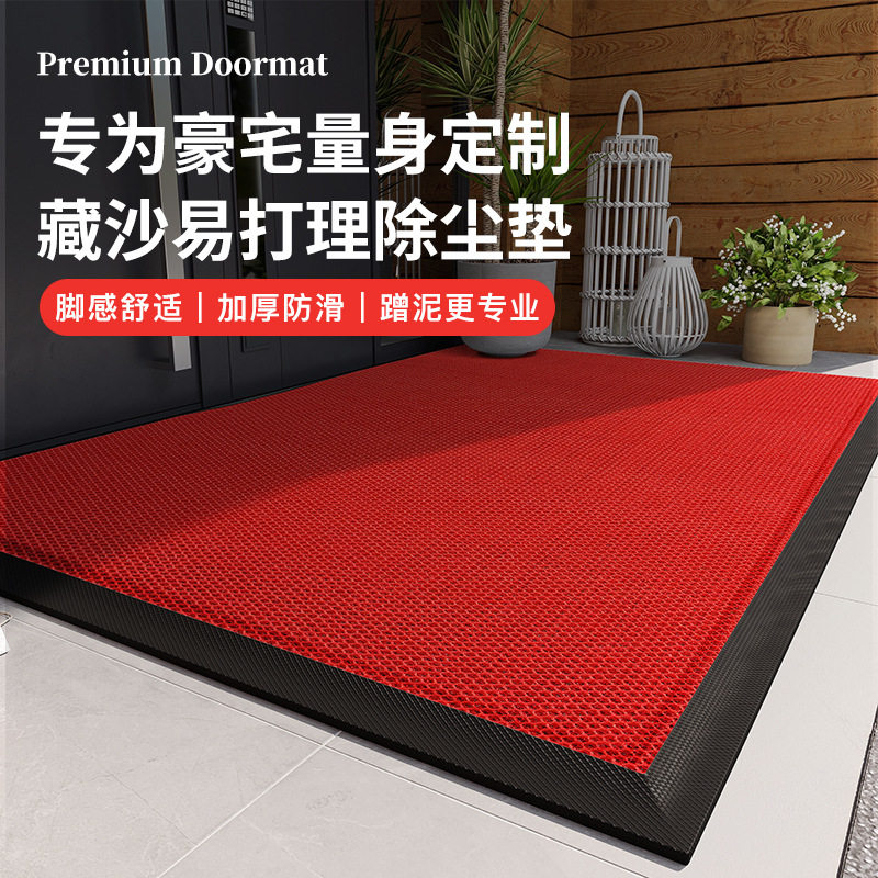 别墅大门口地垫家用入户门垫弹力防滑垫室外进门红色地毯耐脏脚垫