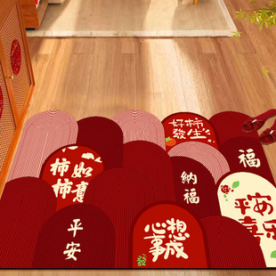 入户门地垫pvc可擦免洗进门门口地毯一抹净红色喜庆玄关脚垫