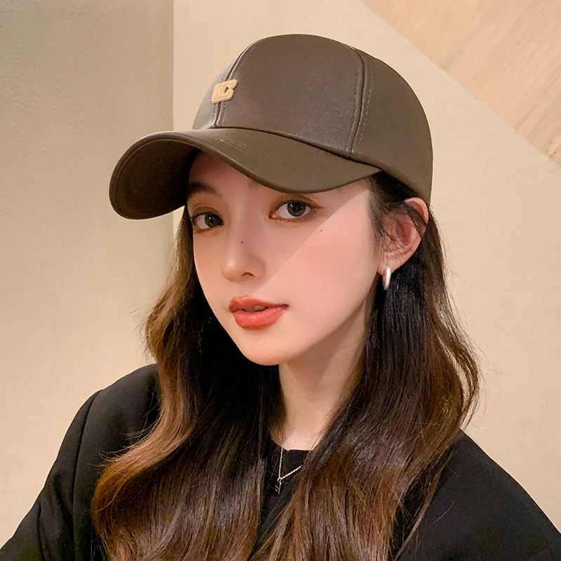 帽子女秋冬天皮质显脸小棒球帽日系新款大头围气质百搭保暖鸭舌帽