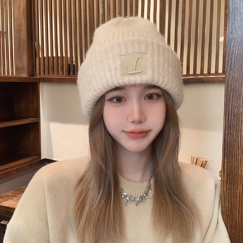 宽松大版大头围毛线帽女秋冬保暖