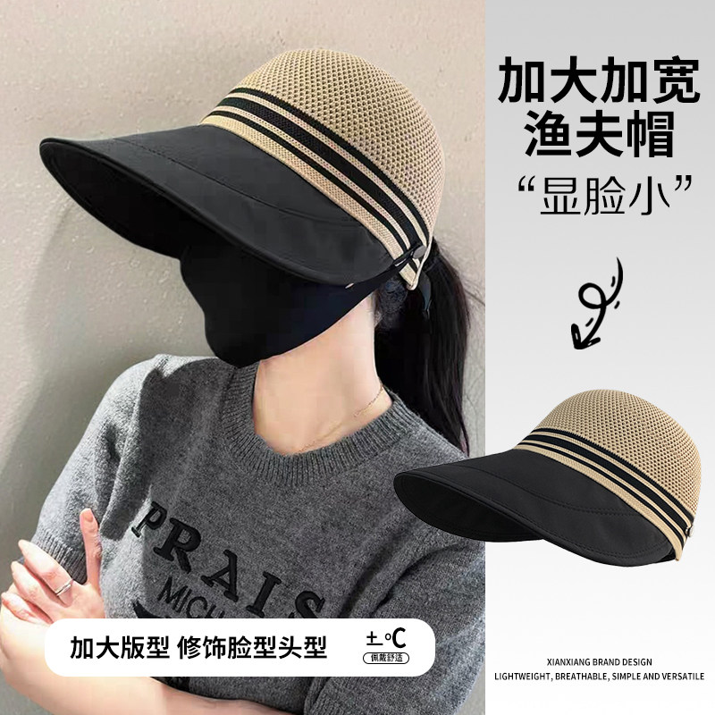 2026新款镂空透气防晒帽子女夏季户外大帽檐太阳帽时尚遮阳渔夫帽 - 实物图