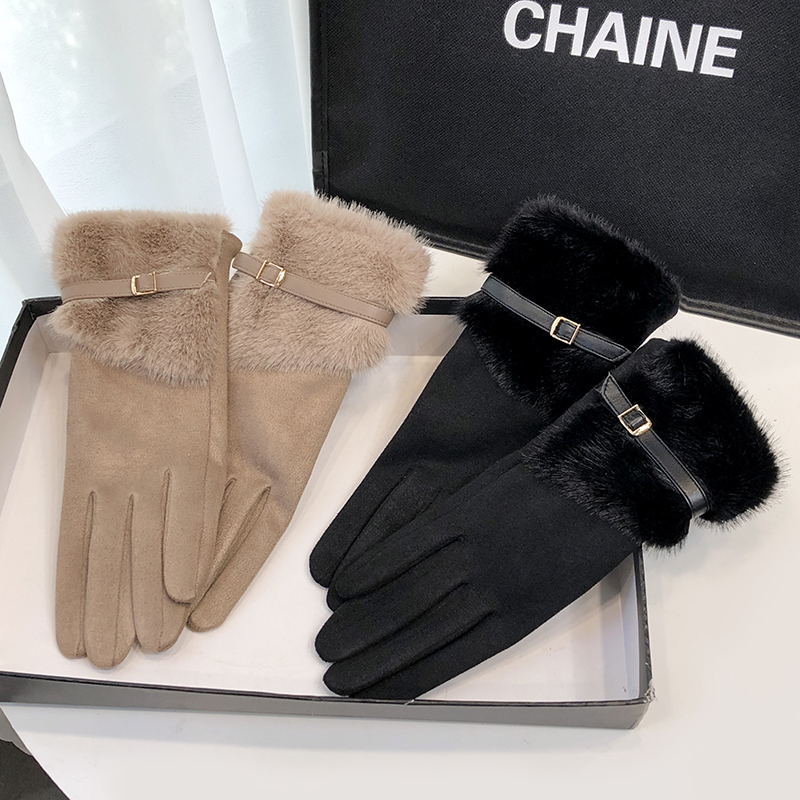 骑行防寒防冻麂皮绒手套