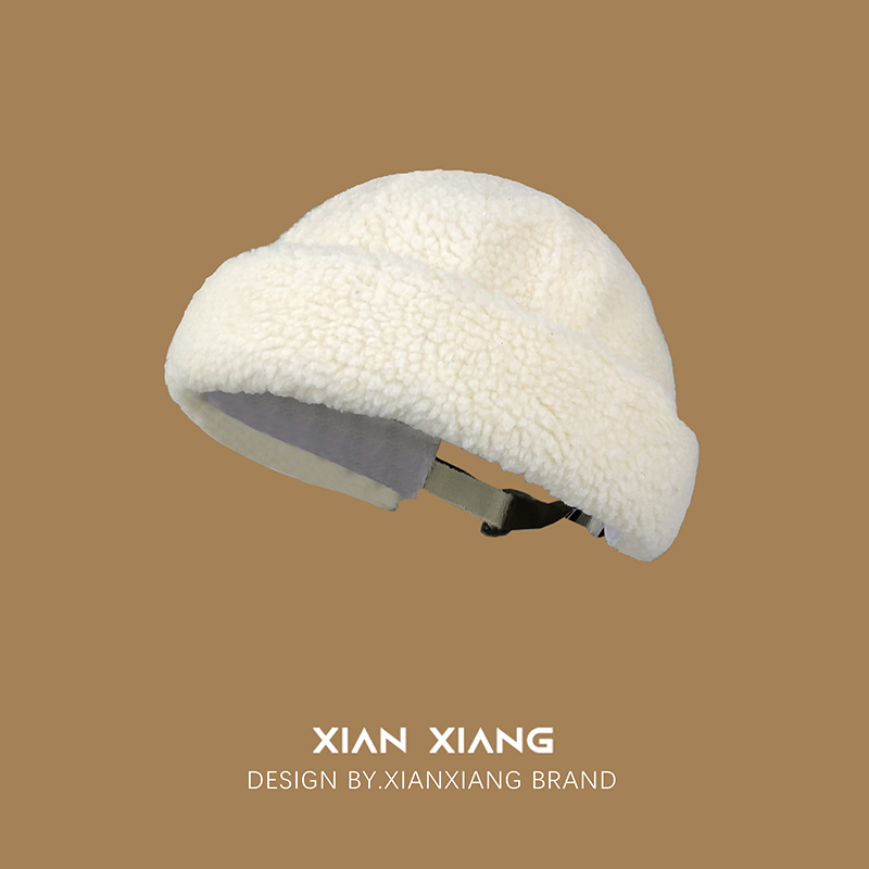 秋冬羊羔毛地主帽毛绒雅痞瓜皮帽