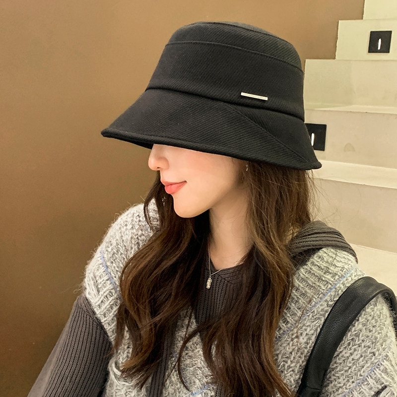 显脸小黑色帽子女秋冬季韩版ins百搭渔夫帽日系潮牌素颜遮阳盆帽