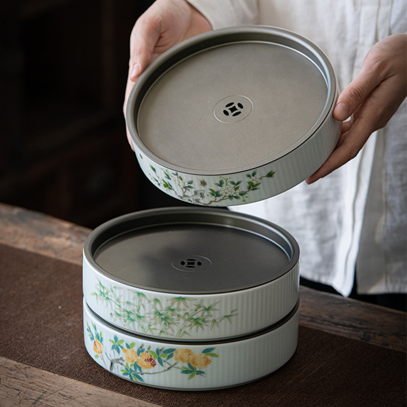 手绘创意功夫茶具干泡盘