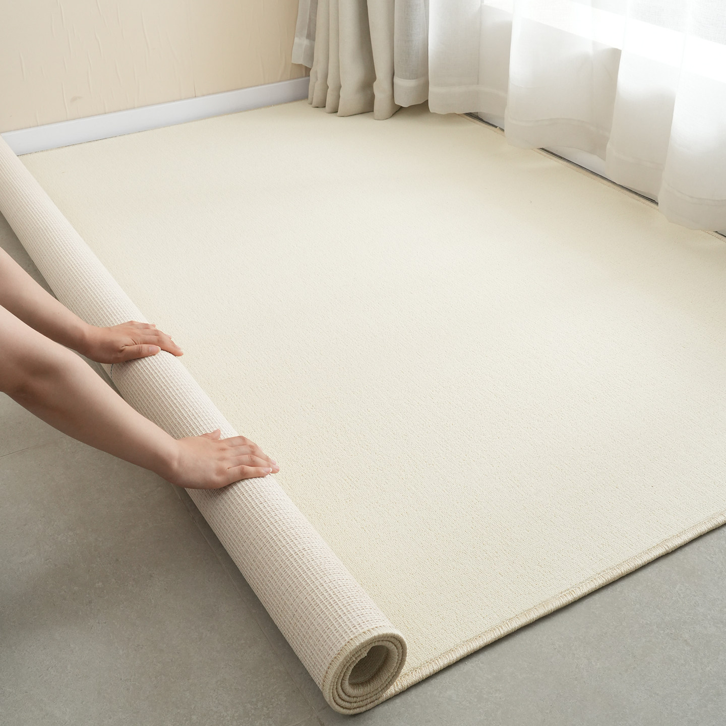 米白纯色地毯高级感摄影棚拍照背景毯办公室大面积全铺直播间地垫