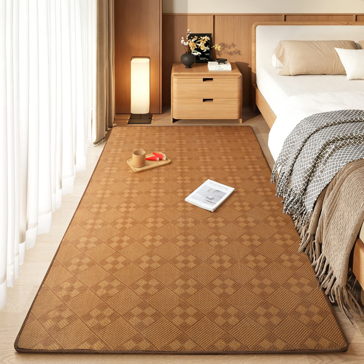 夏天藤席地毯卧室床边毯打地铺睡垫夏凉感垫子凉席地垫宝宝爬行垫