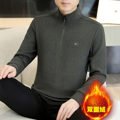 德绒半拉链立领男士保暖上衣