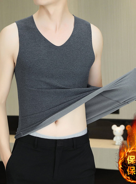 德绒保暖背心男款加绒加厚秋冬无痕发热坎肩2025新款打底马甲马夹