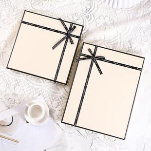 丝巾羊绒衫礼盒围巾包装盒简约蝴蝶结米白色精美小清新睡衣礼盒