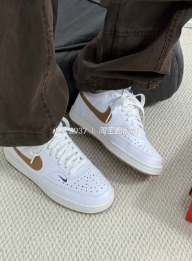 耐克/Nike Court Vision Low 女子白棕耐磨透低帮板鞋 FV9952-102