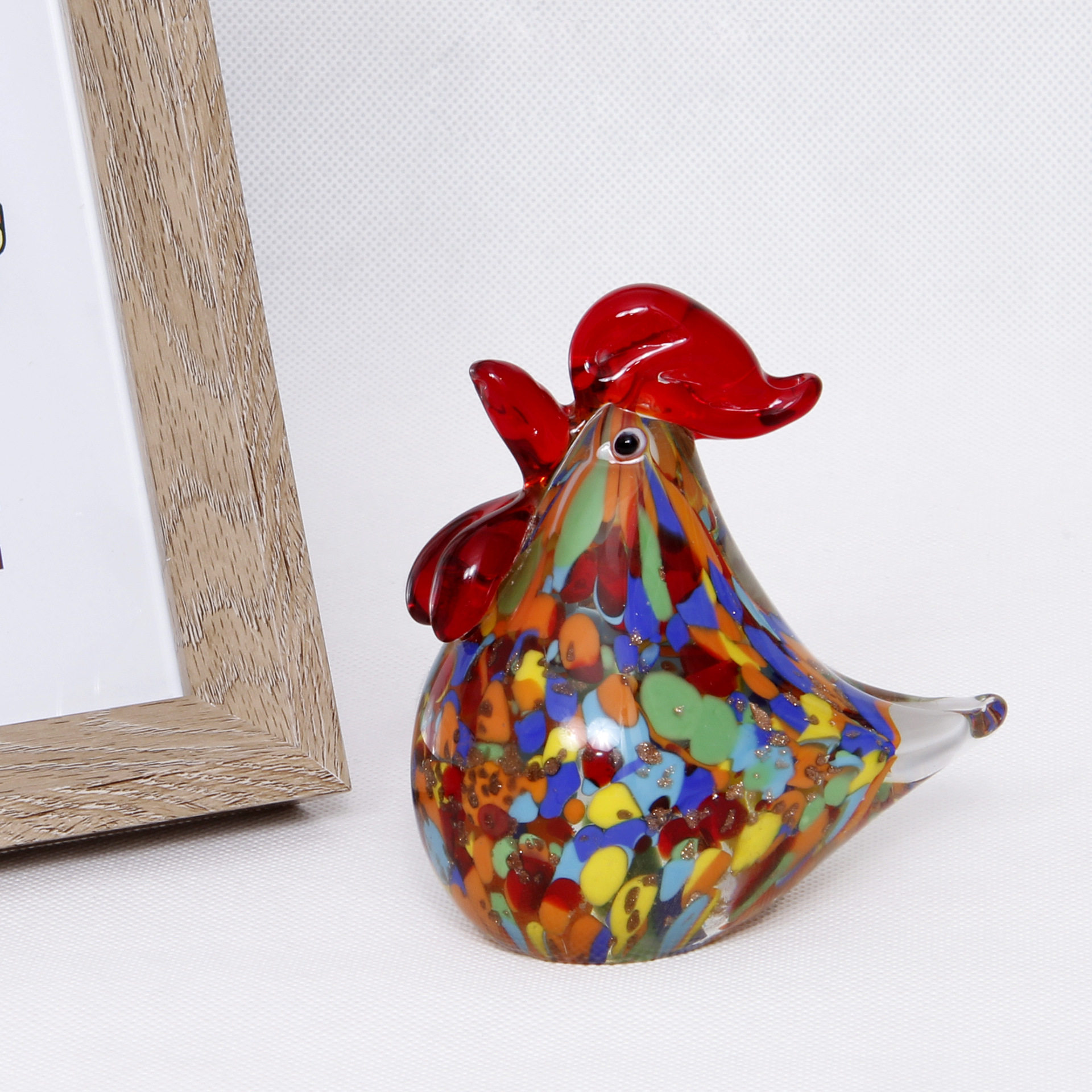 手工琉璃淄博琉璃水晶鸡摆件高档手工琉璃工艺品礼品家居客厅