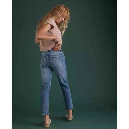 美系小众AE 女款 高端复古线1977 蓝色水洗做旧破洞牛仔裤