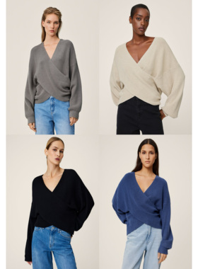 丹麦极简MC Zinelle Rachelle交叉裹身套头针织衫 六色