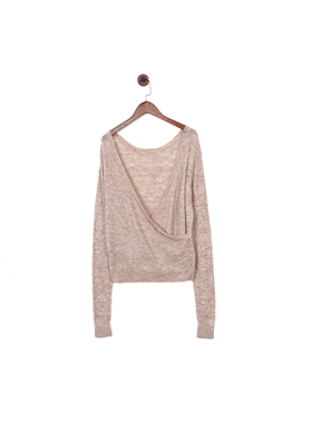 丹麦极简Vil@ 休闲纯色交叉V领裹身套头长袖针织衫毛衣 三色