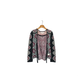 11Y北欧波西米亚风复古嵌花系带V领针织开衫 斯德哥尔摩0DD