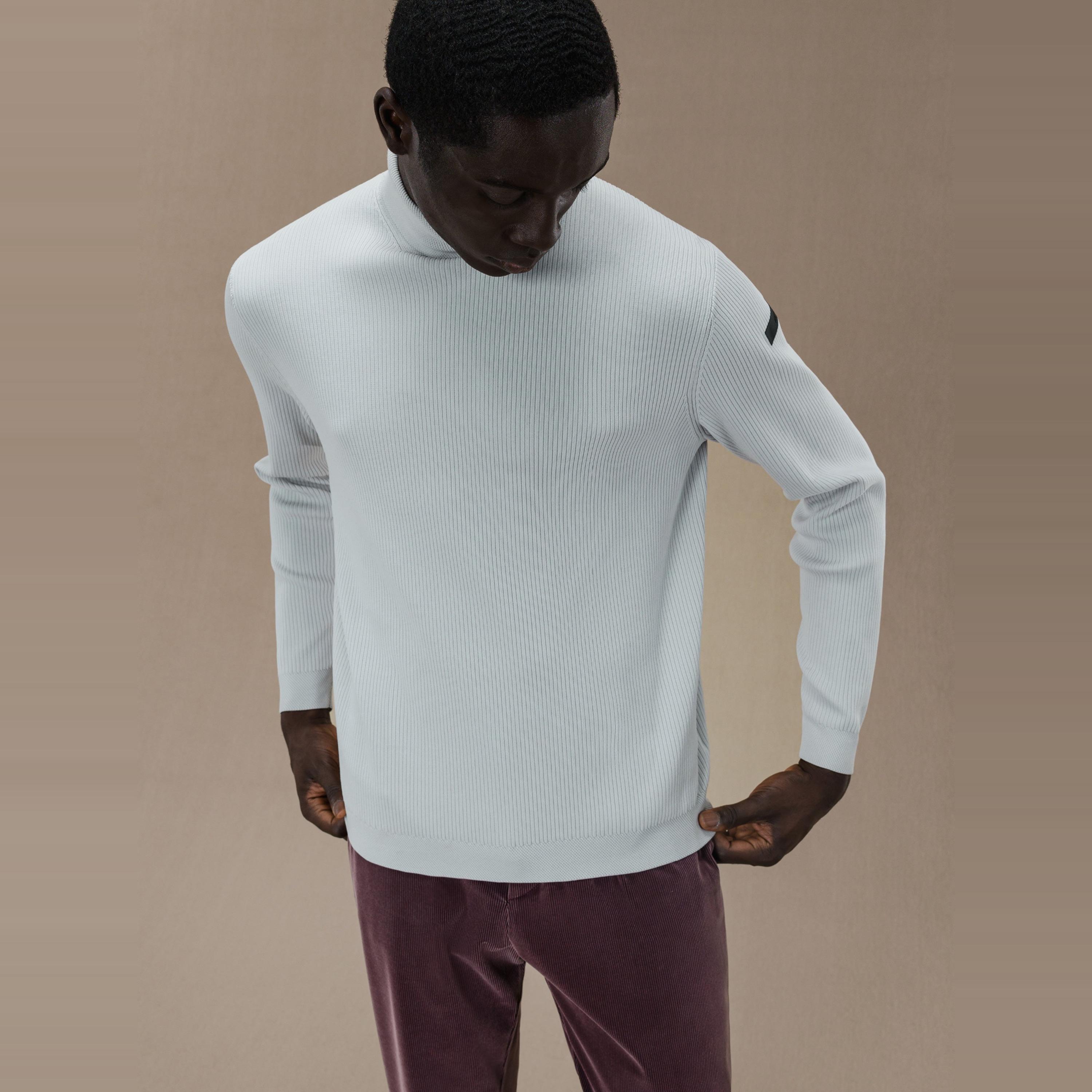 复古罗纹弹力高领长袖针织衫