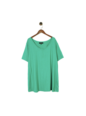 北美小众L@UR@ 女款 棉/莫代尔 绿色闪粉V领舒适T恤