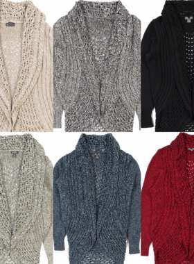 女款美系老牌ED镂空翻领针织衫美式复古毛衣披肩秋冬