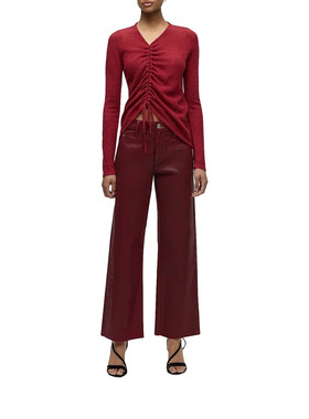 洛杉矶复古丹宁H 女款 Rosie涂层高腰裁剪毛边阔腿牛仔裤 两色