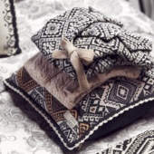 11Y北欧波西米亚森系复古嵌花系带翻领针织开衫 斯德哥尔摩0DD