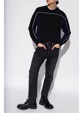 无性别 意系高街D 棉质K-wichita流纹圆领拼色针织卫衣两色