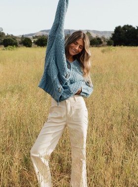 澳洲小众 美系Athflow风 女款 Brooke米色多口袋高腰直筒牛仔裤