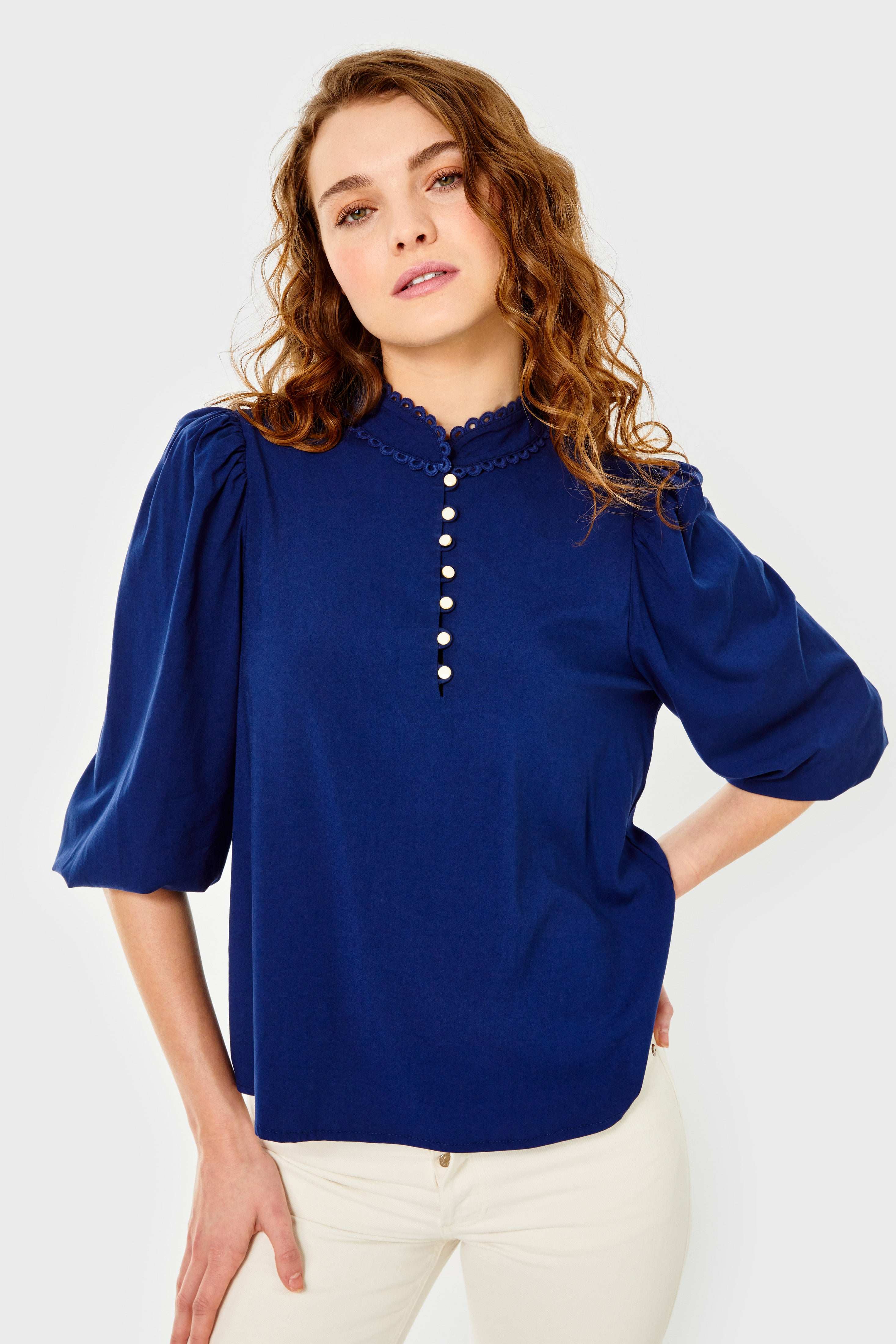 英式田园风c@rtolin@ 女款 sarah 复古花边泡泡袖衬衫上衣