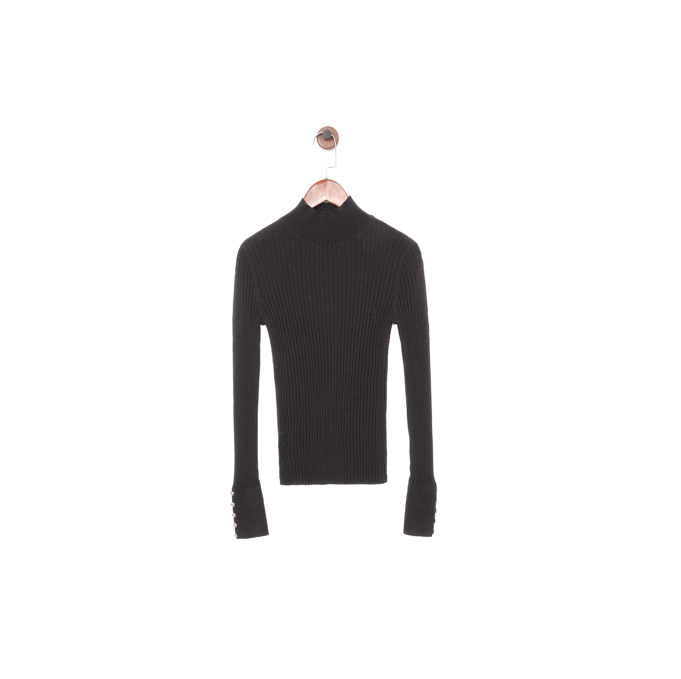 G1RDE@R罗纹扣饰立领针织衫