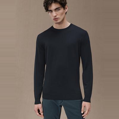 弹力修身薄款圆领长袖针织衫