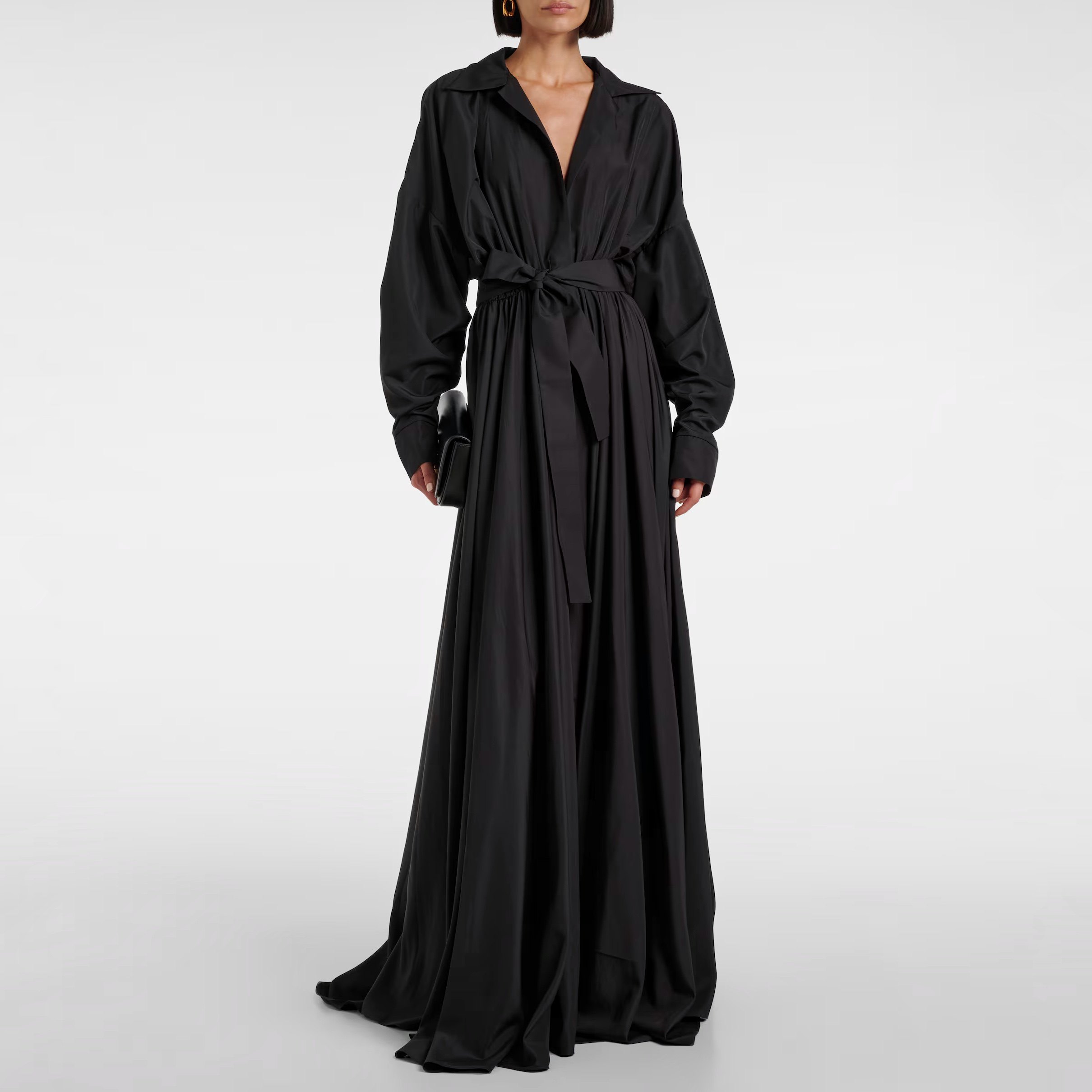 纽约设计师NK黑色超长衬衫连衣裙