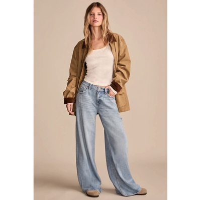 美系中产单宁LB磨损褶饰阔腿裤