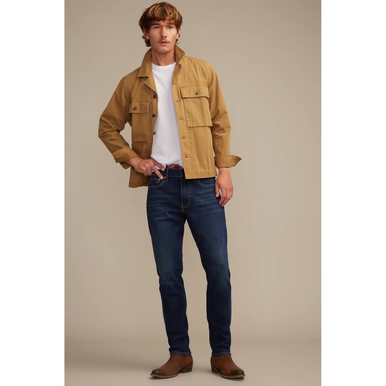 美系中产LB412深蓝色猫须直筒裤