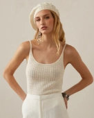 女款 美系经典 波西米亚风真丝吊带 hand crochet手工钩花 老款