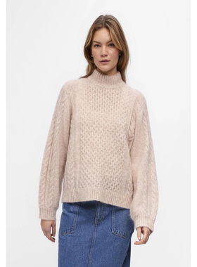 丹麦极简OB 马海毛/羊毛 Nete扭花立领套头长袖毛衣针织衫 两色