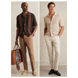 英伦轻奢RE 男款 棉 Toby篮织镂空短袖针织衬衫 两款