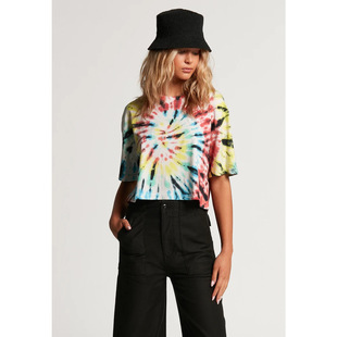 加州街头运动volc*m 女款 棉 Galactic Stone撞色扎染圆领短款T恤