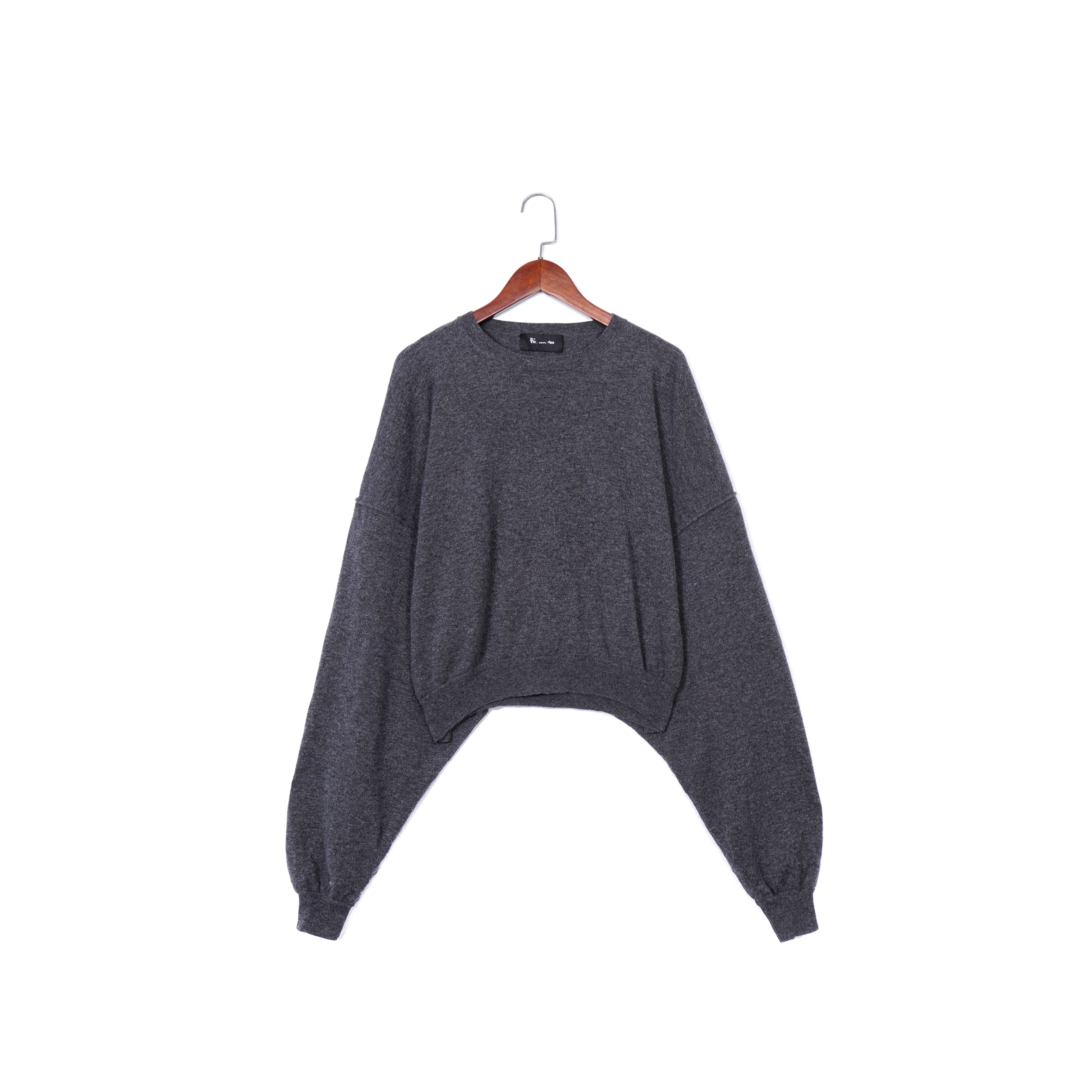 巴黎轻奢TK深灰色气球袖针织衫