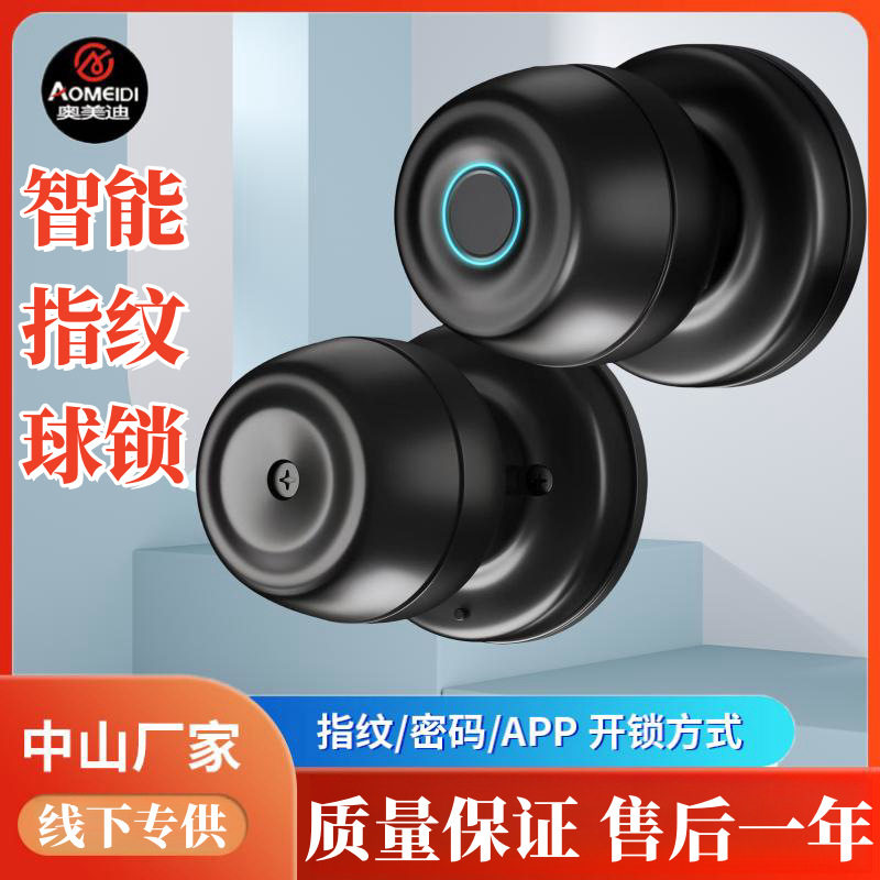 球形智能指纹锁木门涂鸦手机app控制房门锁跨境球锁现代简约